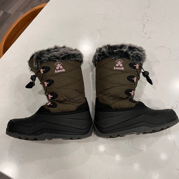 Kamik Kids Winter Snow Boots Size 2 – Waterproof, Insulated, Faux Fur Trim - Picture 2 of 6